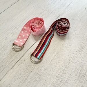 MORGAN & COMPANY Lot Of 2 Women’s Double Ring Ribbon Belts Stripes Polka Dots